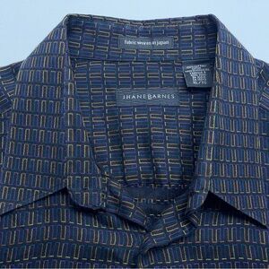 JHANE BARNES Button Down Shirt Mens XL Cotton Woven Japan Abstract Vintage